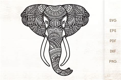 Elephant Head Zentangle - Elephant Doodle Art SVG (782464 ...