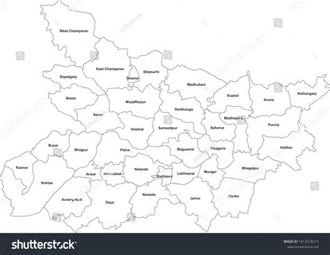 Bihar Districts Map Name Labels Northeast Stock Vector (Royalty Free ...