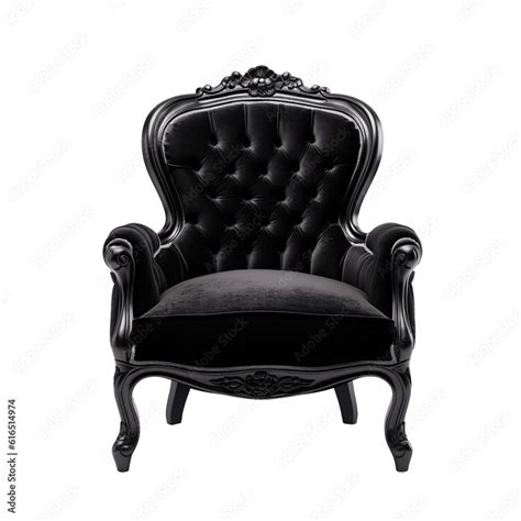 Black accent chair, armchair isolated on transparent background. Stock ...