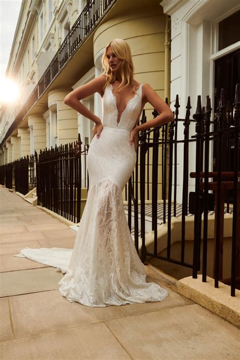 Gem Low V Neckline Trumpet Wedding Gown Darling Bridal Galia Lahav