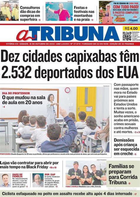 Capa A Tribuna Edi O S Bado De Outubro De