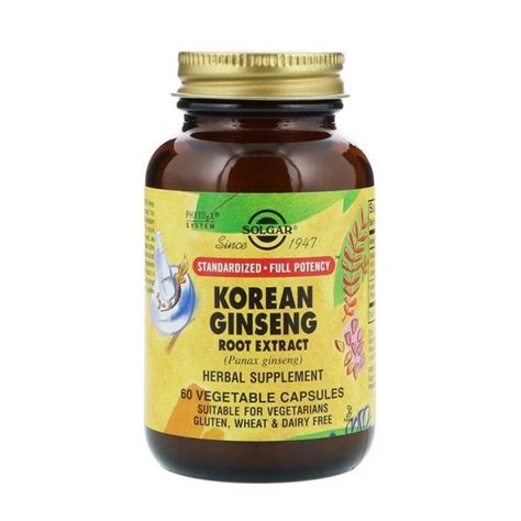 Buy Solgar Standard Full Potency Korean Ginseng Root Extract Vegetable Capsules 60 S Online At