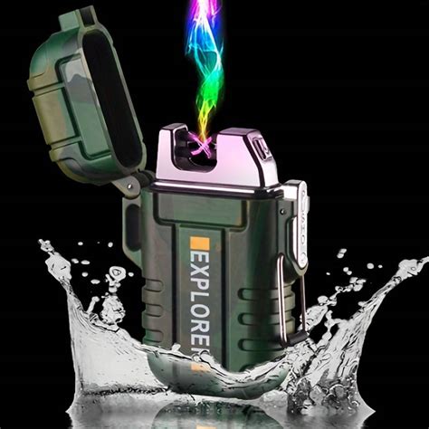 Windproof Waterproof Usb Electronic Lighter Dual Arc Plasma Lighter ...