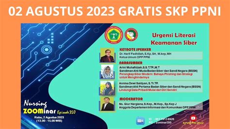 02 AGUSTUS 2023 GRATIS SKP PPNI PUSAT WEBINAR URGENSI LITERASI