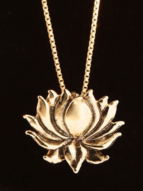 Solid 14k Gold Lotus Necklace Flower Necklace Water Lily Jewelry Lotus