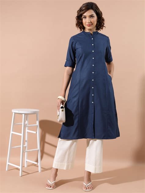 Buy Ketch Sailor Blue Solid A Line Kurta For Women Online At Rs Ketch