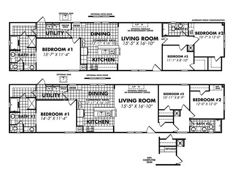 38 Three Bedroom 3 Bedroom Double Wide Mobile Home Floor Plans Latest ...