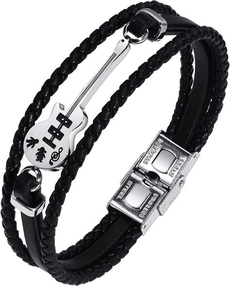 Mprainbow Pulsera Unisex De Acero Inoxidable Para Guitarra Hecha A