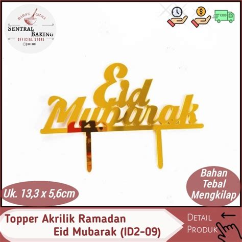 Jual Topper Akrilik Ramadan Eid Mubarak Id Toppers Kue Idul