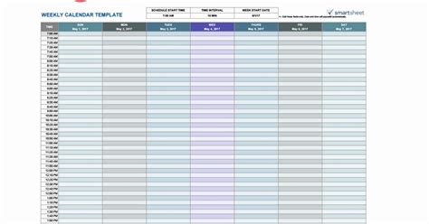 Weekly Calendar Template Google Docs