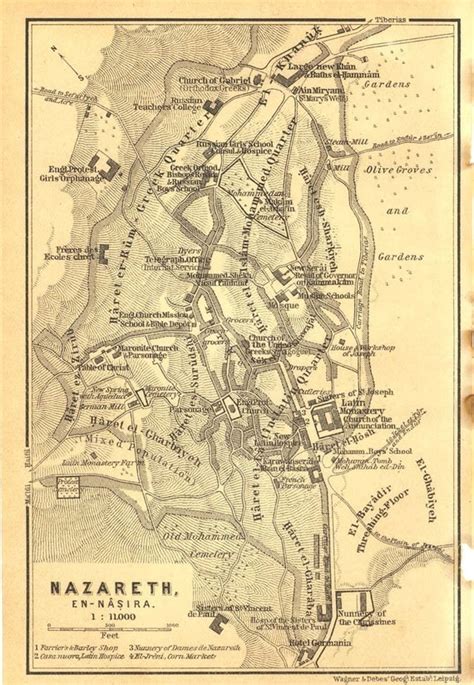 Nazareth City Map Galilee 1912 Karl Baedeker by CarambasVintage