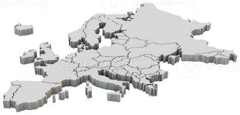 Europe Map A 3d Render Isolated With White Countries 21456175 Png