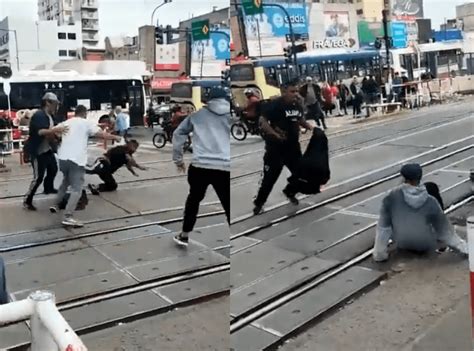 VIDEO Salvaje Pelea Entre Afiladores En El Paso A Nivel De La