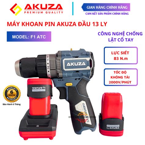 Máy khoan pin bắn vít đầu 13ly Akuza F1 ATC công nghệ chống lật cổ tay