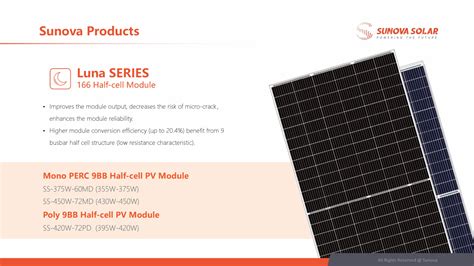 Sunova Solar Technology SS 360 380 72M Solar Panel Datasheet