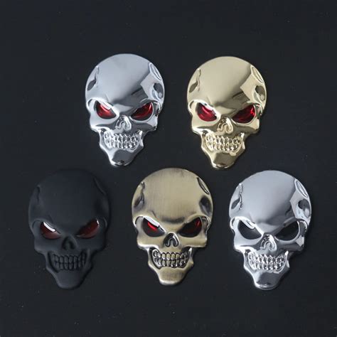 Dewtreetali popular 3D Metal Skull Car Stickers beautiful motorcycle ...