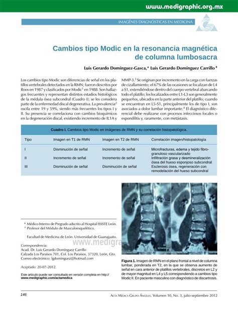 Pdf Cambios Tipo Modic En La Resonancia Magn Tica De Columna