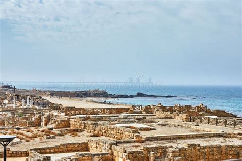 A View of the Excavations of Herod S Palace in Caesarea Maritima National Park Stock Photo ...