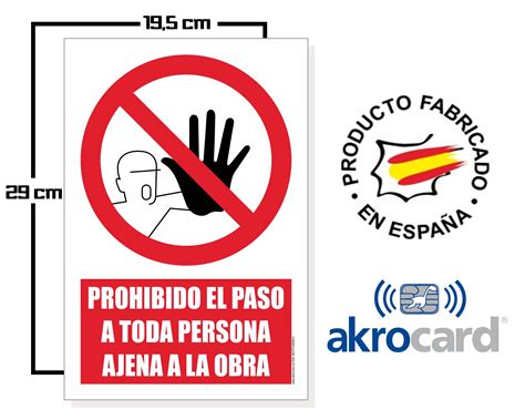 Cartel Resistente Pvc Prohibido El Paso A Toda Persona Ajena A La Obra