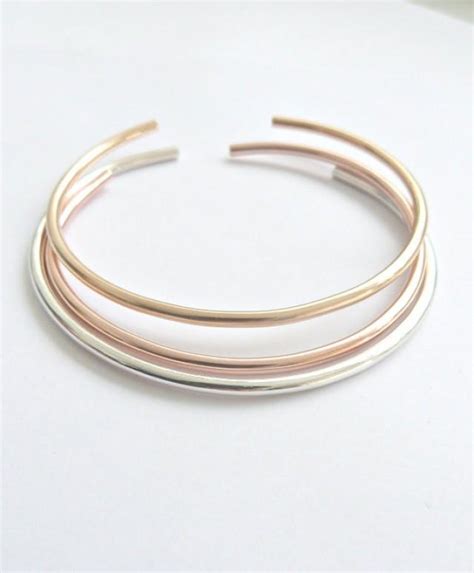 Gold Cuff Bracelet Rose Gold Bangle Sterling Silver Bangle Thick Metal