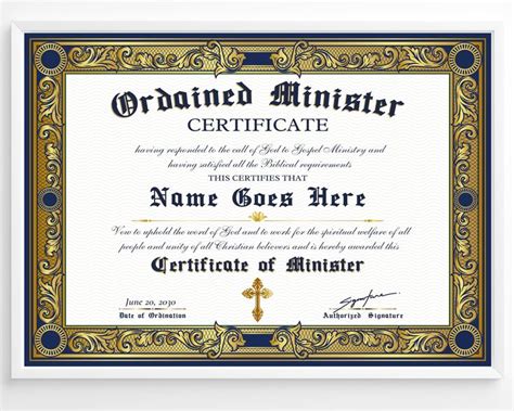 Ordination Certificate Template Gospel Ministry Certificate Template Editable Certificate Of