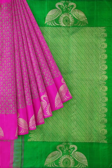 Dark Pink Saree With Pink Border Sri Kumaran Stores