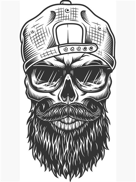 "Hipster Bearded Skull Backwards Hat" Photographic Print for Sale by ...