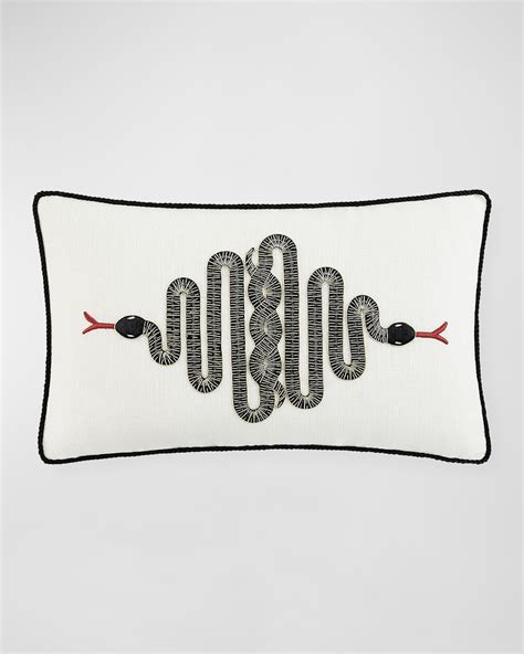 Jonathan Adler Snake Embroidered Pillow, 12" x 20" | Neiman Marcus