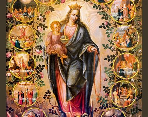 Our Lady Of The Rosary 8 X 10 Jesus Catholic Vintage Wall Art Religious Catholic Art Prints