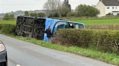 Double Decker Bus Overturns Into Field Near Stanley Bbc News