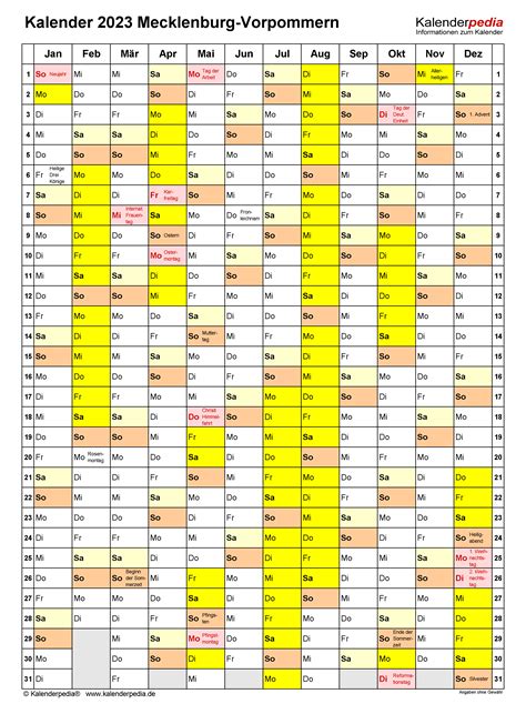 Kalender Mecklenburg Vorpommern Ferien Feiertage Pdf Vorlagen