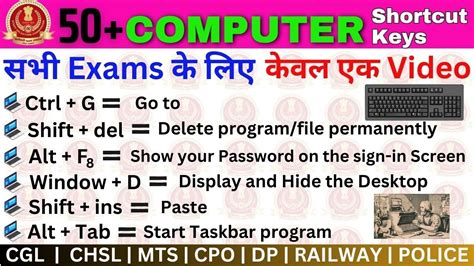 Computer Shortcut Keys सभी कंप्यूटर शॉर्टकट की 50 Shortcut Keys