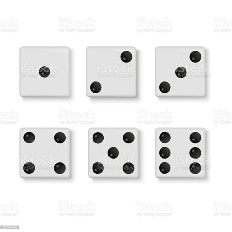 Set Of Vector Realistic White Dice Isolated On White Background Stock