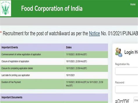 Fci Watchman Recruitment 2021 Notification Out For 860 Posts Apply