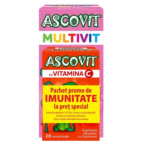 Pachet Ascovit Multivit Cu Aroma De Zmeura 60 Comprimate Ascovit Cu