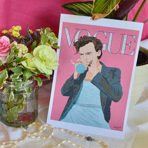 Harry Styles Vogue Cover Art Print A4a5 Etsy Uk