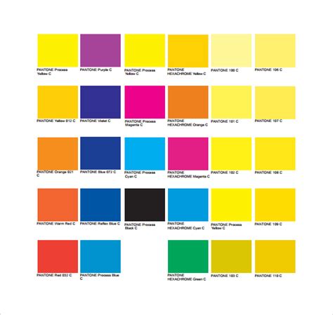 Pantone Color Chart Yellow