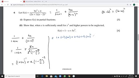 June Q Past Paper Question On Partial Fractions And