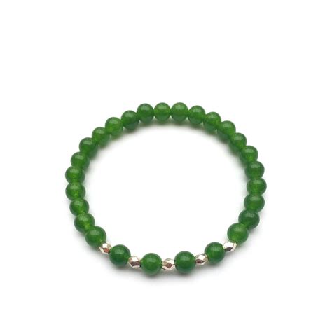 Bracelet En Pierre Naturelle Jade Vert Violet Bracelets Beaded