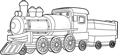 Cartoon Funny Looking Steam Train - Vector Coloring Page - Isolated Stock Illustration ...