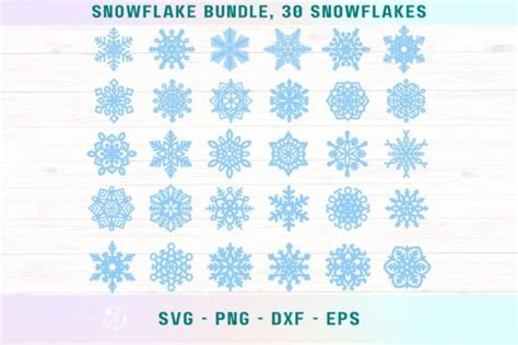 Snowflakes Bundle Svg 30 Snowflakes Svg Graphic By Nelecreative · Creative Fabrica