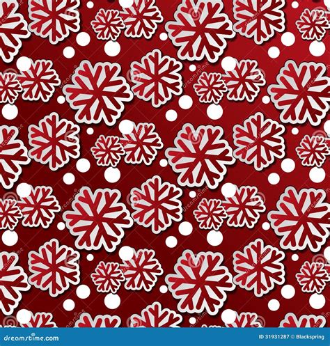 Red Snowflakes Seamless Pattern Stock Vector Illustration Of