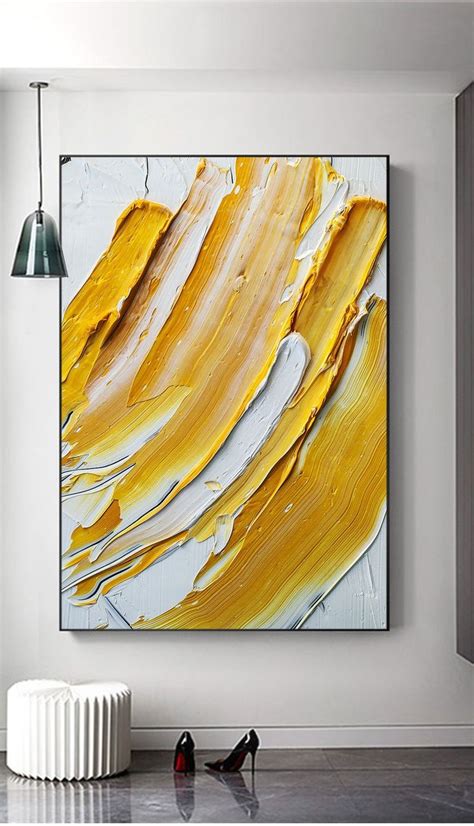 Abstract Yellow And White Oil Paint Brush Mixing Splashing Design