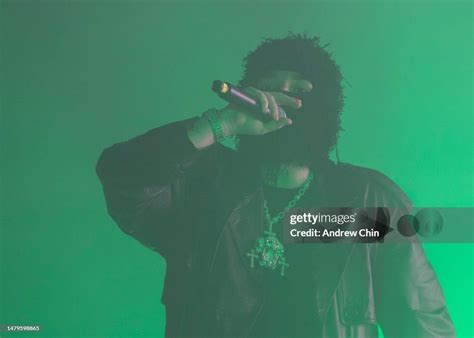 American Rapper Yeat Performs On Stage At Pne Forum On April 03 2023