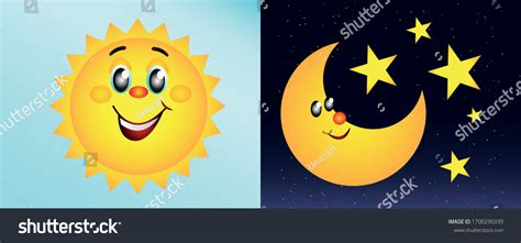 Day Night Illustrations Funny Smiling Cartoon Stock Vector (Royalty ...