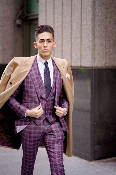 Fashion Designer And RNB Singer Alejandro Jomar In Purple Plaid Three