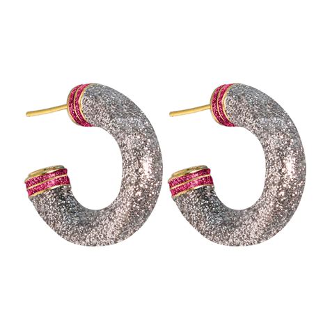 Orbit Medium Glitter Hoops Daniela Salcedo