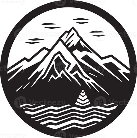 Hand Drawn Vintage Mountain Logo In Flat Line Art Style 24786938 Png