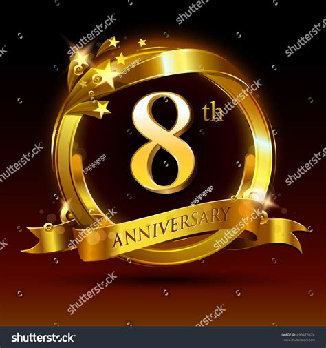 8th Golden Anniversary Logo 8 Years Stock Vector Royalty Free