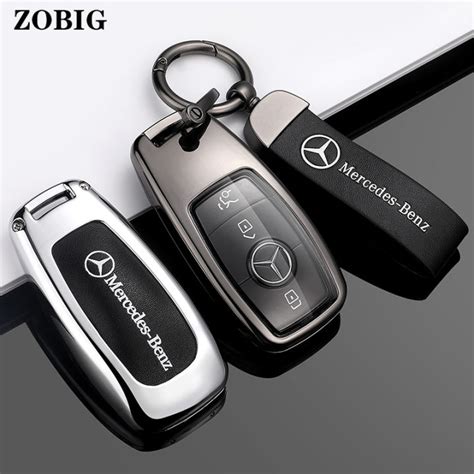 Zinc Alloy Leather Car Key Fob Case Cover For Original Mercedes Benz A